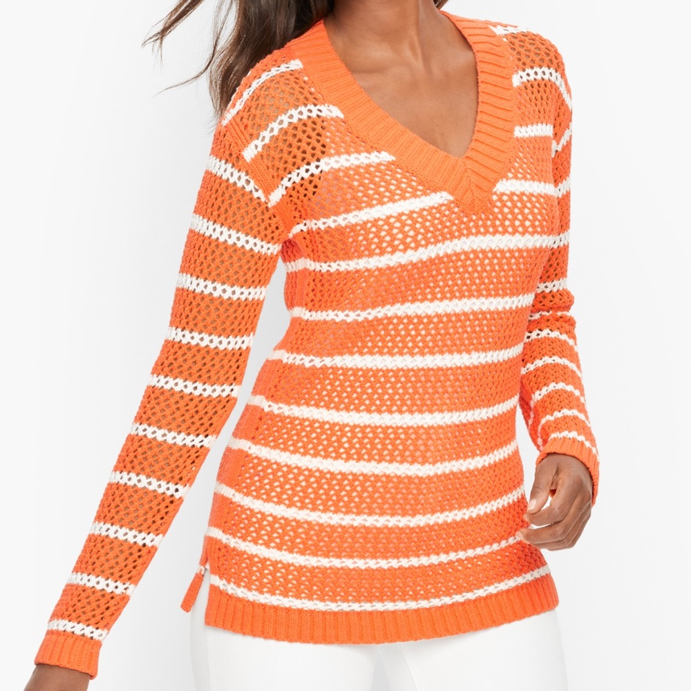 Talbots open weave v-neck sweater